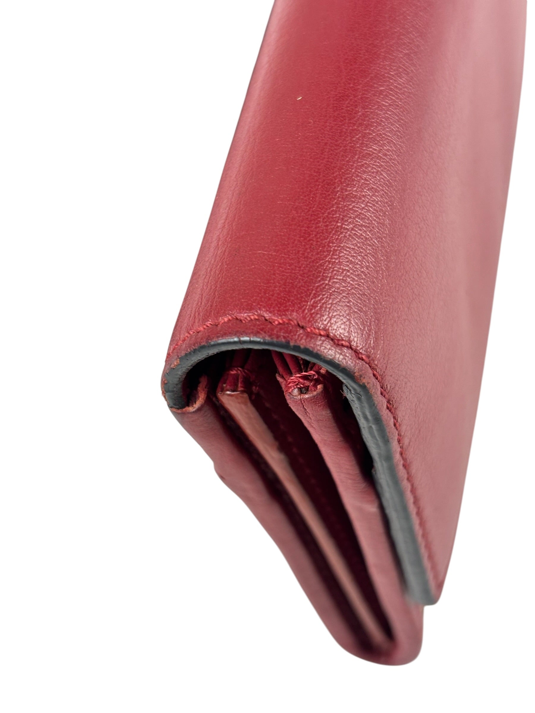 Burberry Red Leather House Check Continental Long Wallet