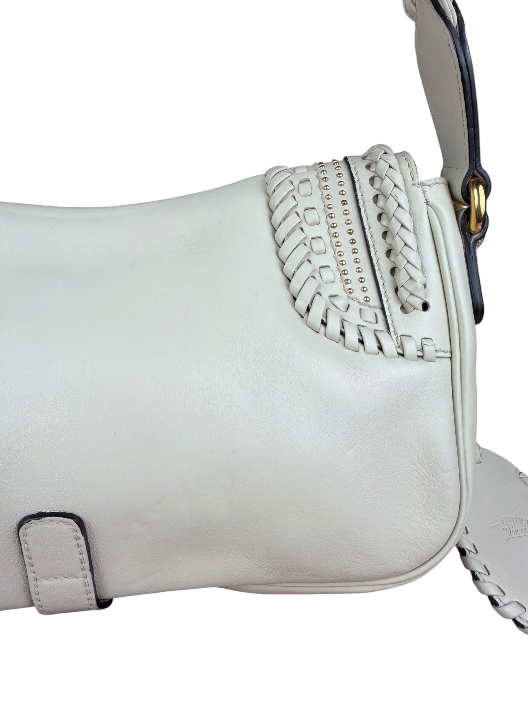 Gucci Limited Edition White Leather Marrakech Satchel Shoulder Bag