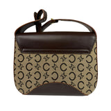 Celine Brown Leather Trim C Macadam Hobo Bag
