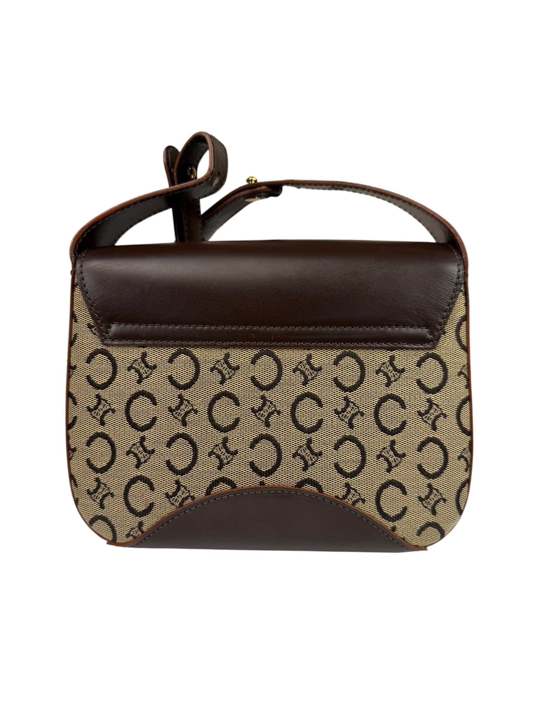 Celine Brown Leather Trim C Macadam Hobo Bag