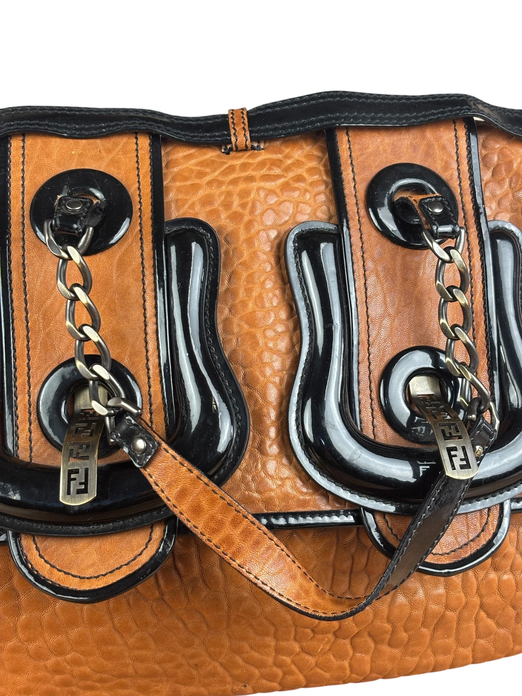 Fendi Vintage Brown/Black Leather B Shoulder Bag