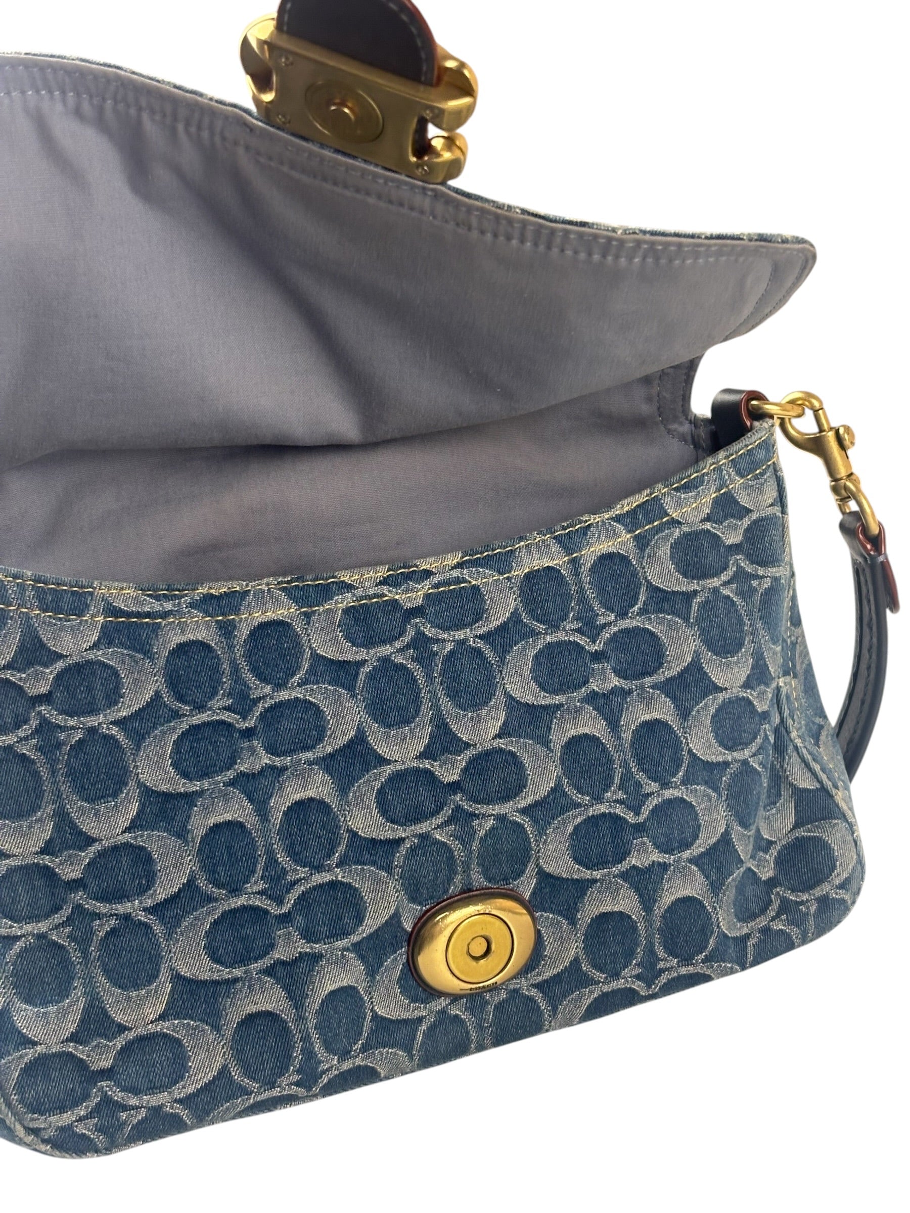 Coach Signature Blue Jacquard Denim Soft Tabby Shoulder Bag