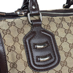 Gucci GG Leather Trim Canvas Techno Boston Handbag