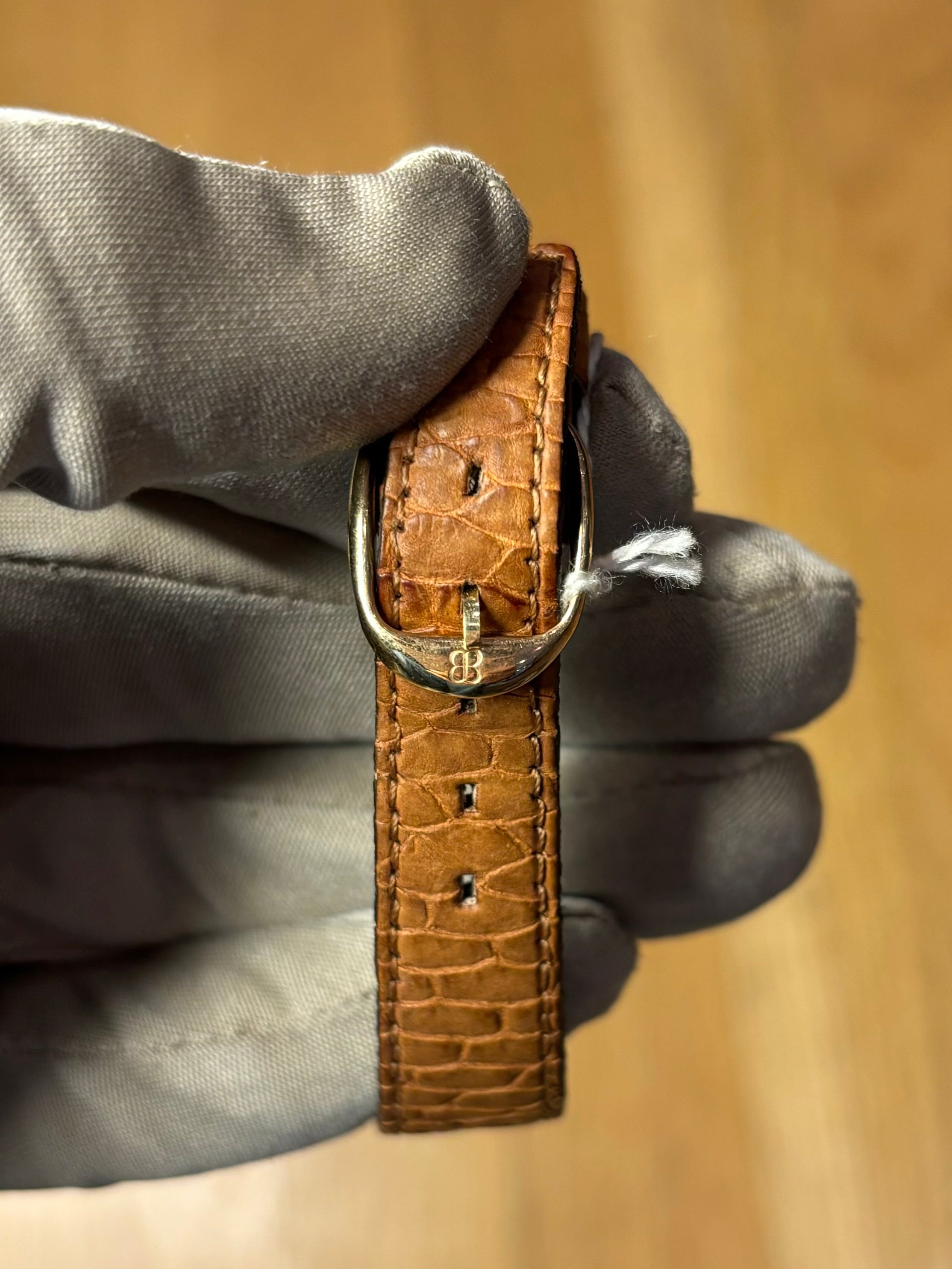 Balenciaga Gold Plated Champagne Dial Brown Leather Strap