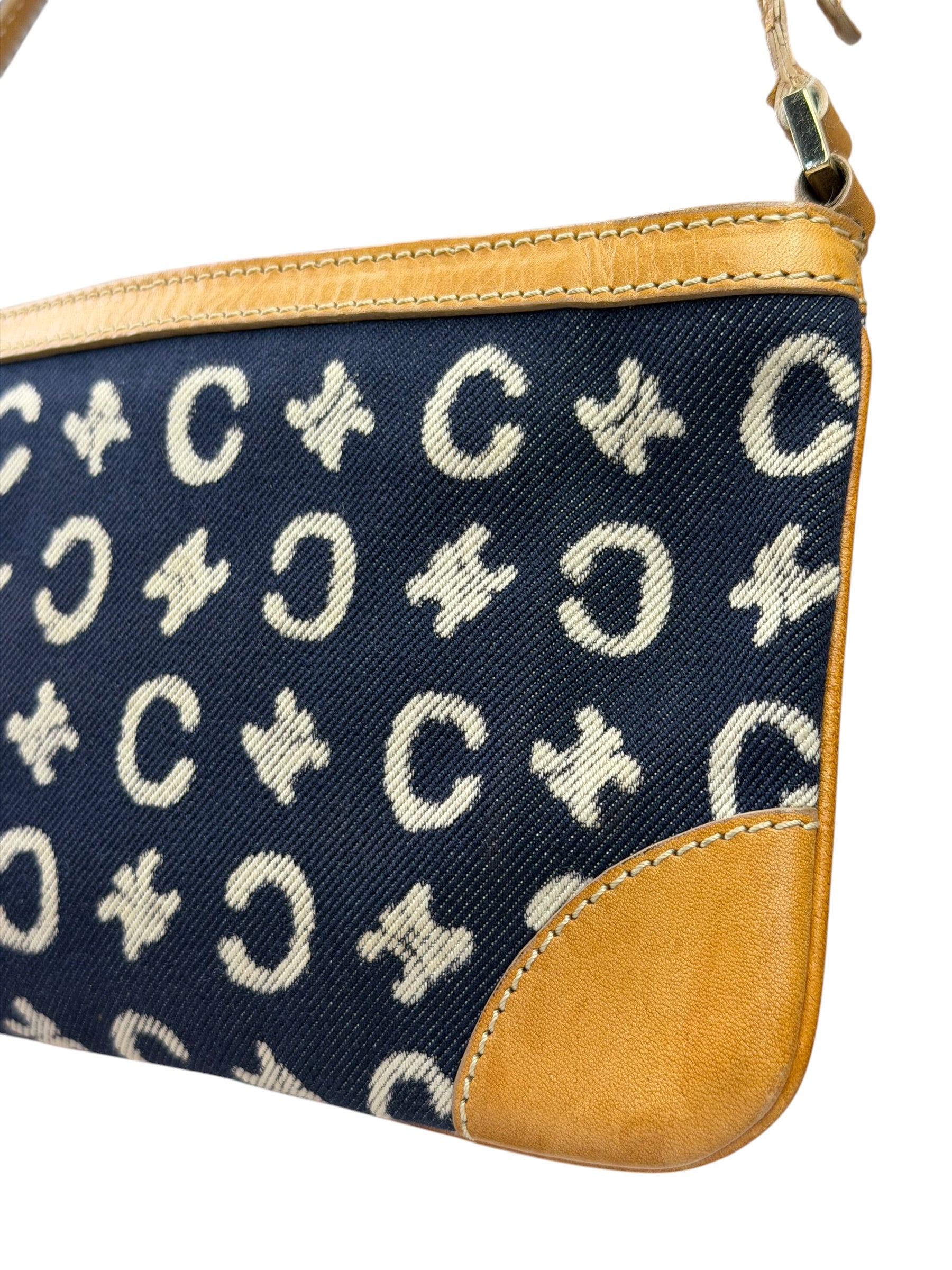 Celine Navy Denim/Leather Trim C Macadam Pochette