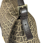 Fendi Brown Leather Trim Zucca Mamma Baguette