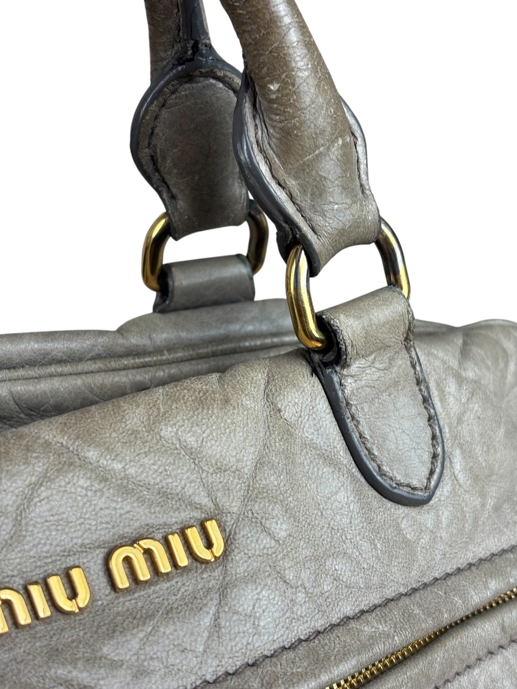 Miu Miu Green Vitello Leather Two-Way Bag