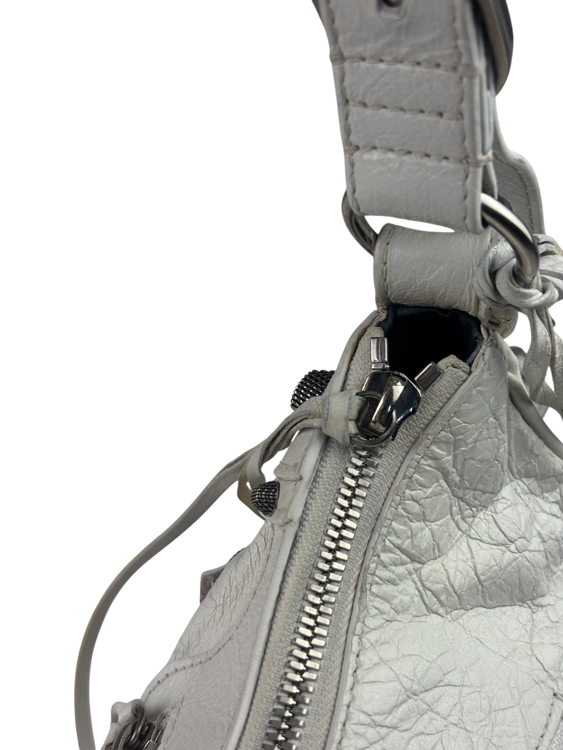 Balenciaga White Lambskin Le Cagole Shoulder Bag