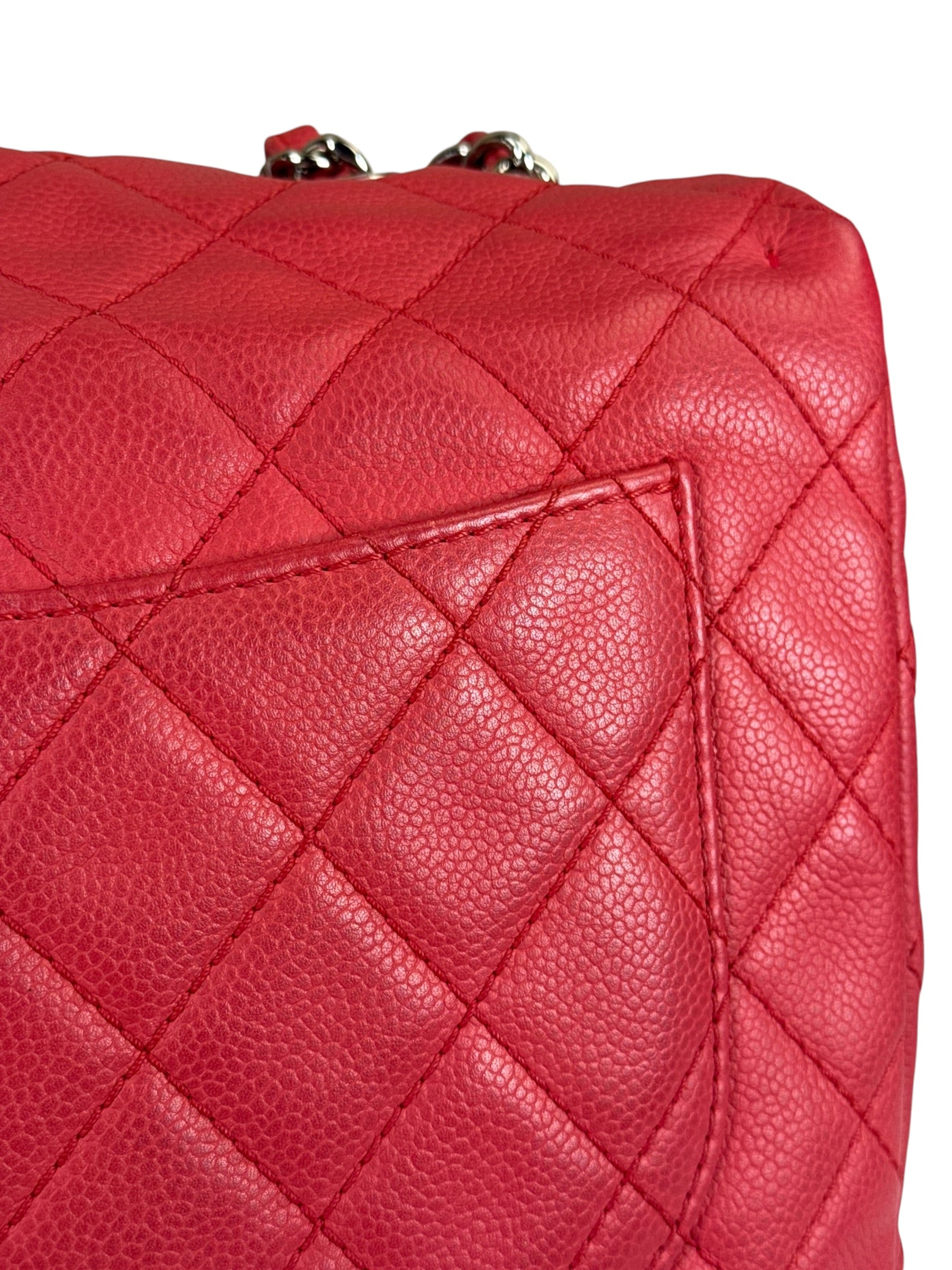 Chanel Red Quilted Caviar Leather Flap Bag 2008
