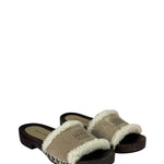 Miu Miu Suede Lining Dyed Sheep Fur Wooden Sandals