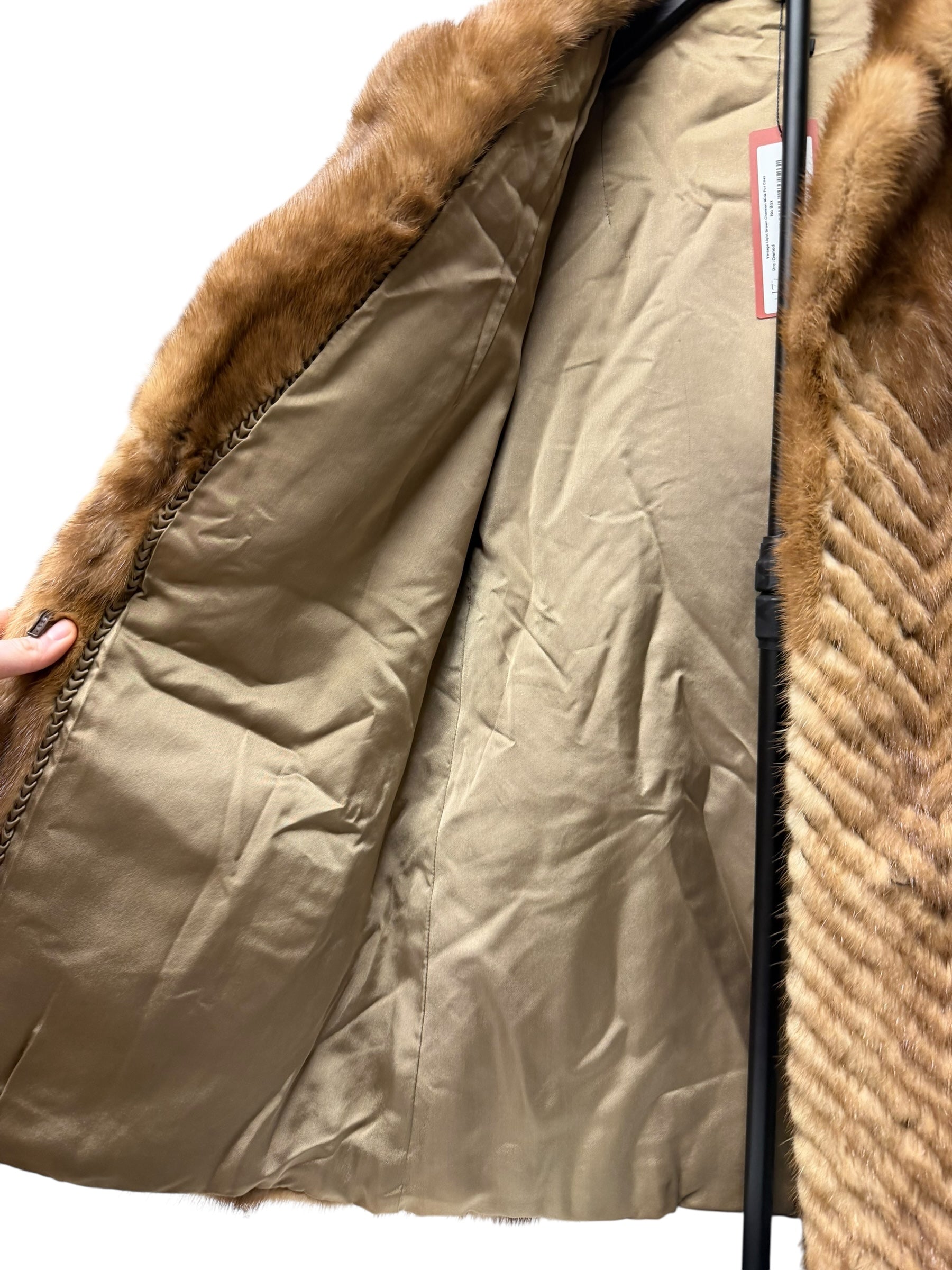 Vintage Light Brown Chevron Mink Fur Coat