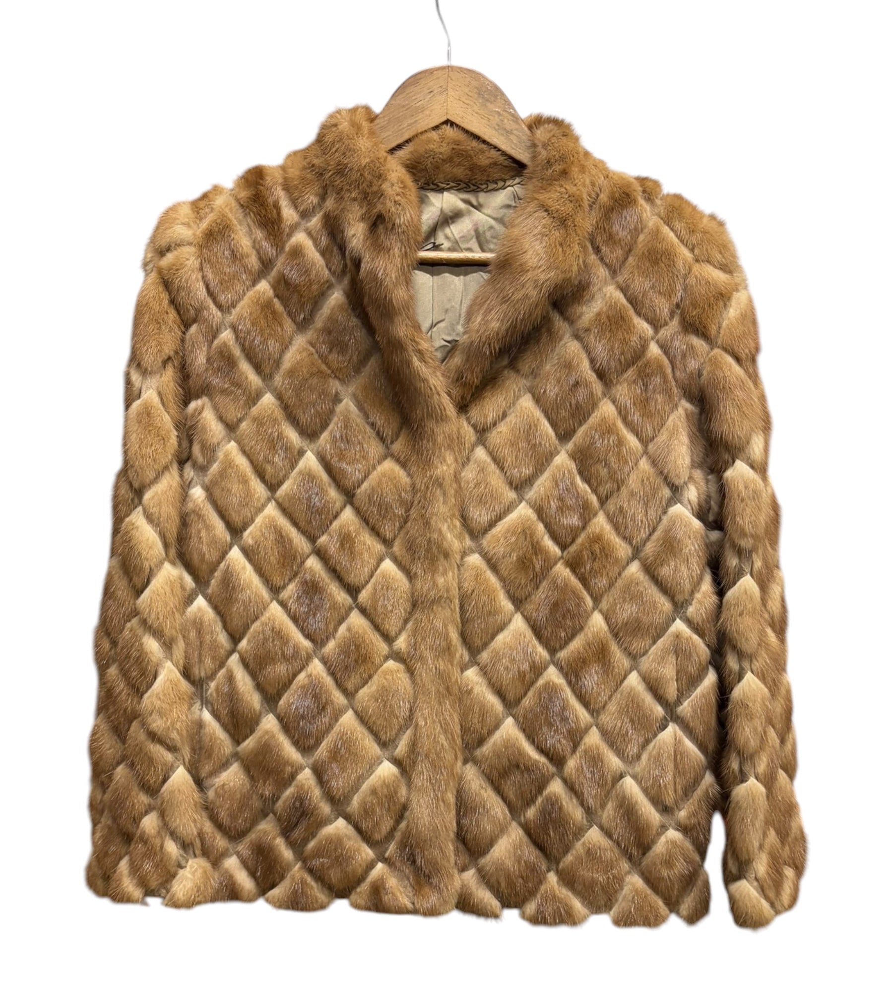 Vintage Light Brown Quilted Mink Fur Coat