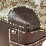 Gucci Vintage GG Coated Canvas Crystal Boston Handbag