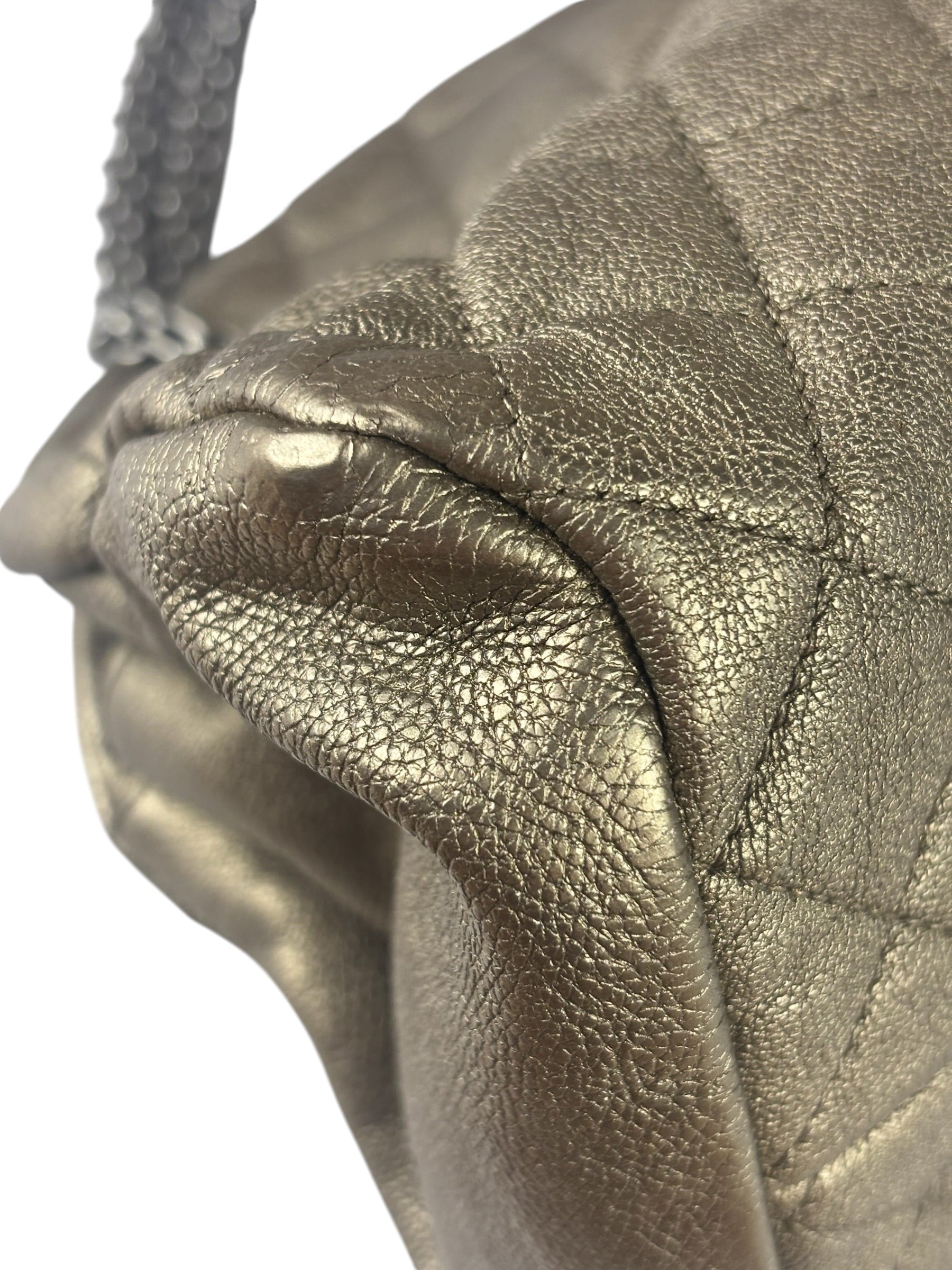 Chanel Metallic Gold Quilted Caviar Just Mademoiselle Bowling Bag 2010