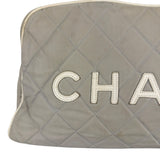 Chanel Vintage Grey Quilted Woven Sports Line Canvas Bowler Bag  2001