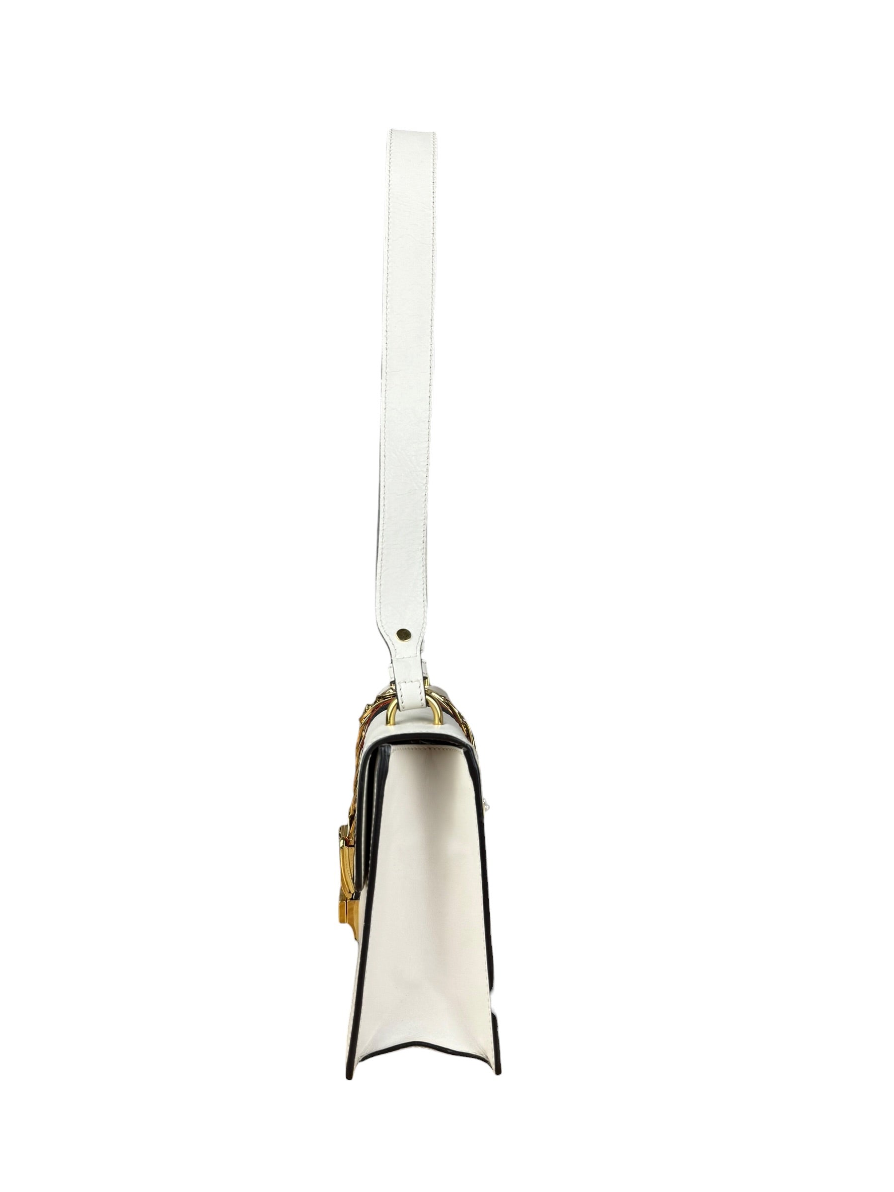 Gucci White Leather Sylvie Chain Shoulder Bag