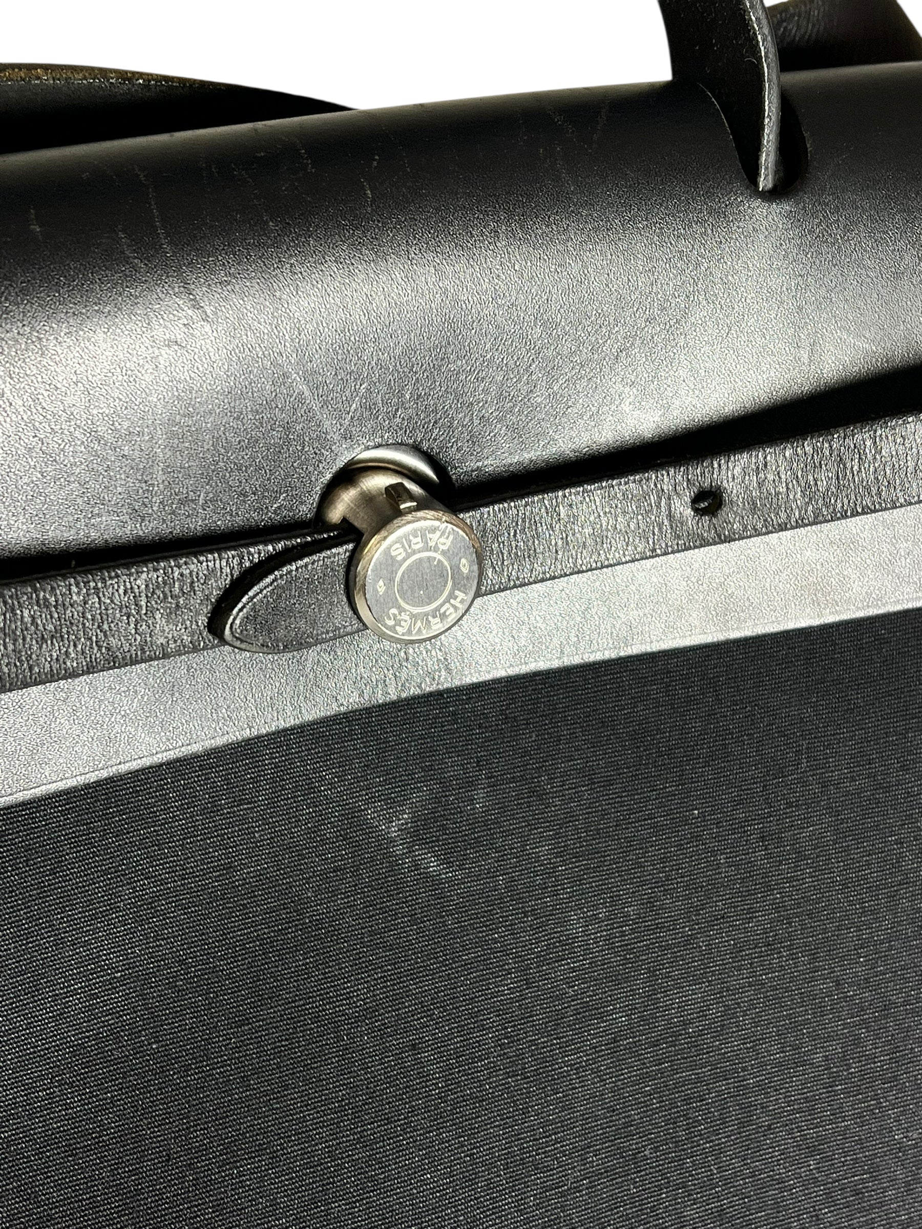 Hermes Black Toile Herbag 39 Handbag