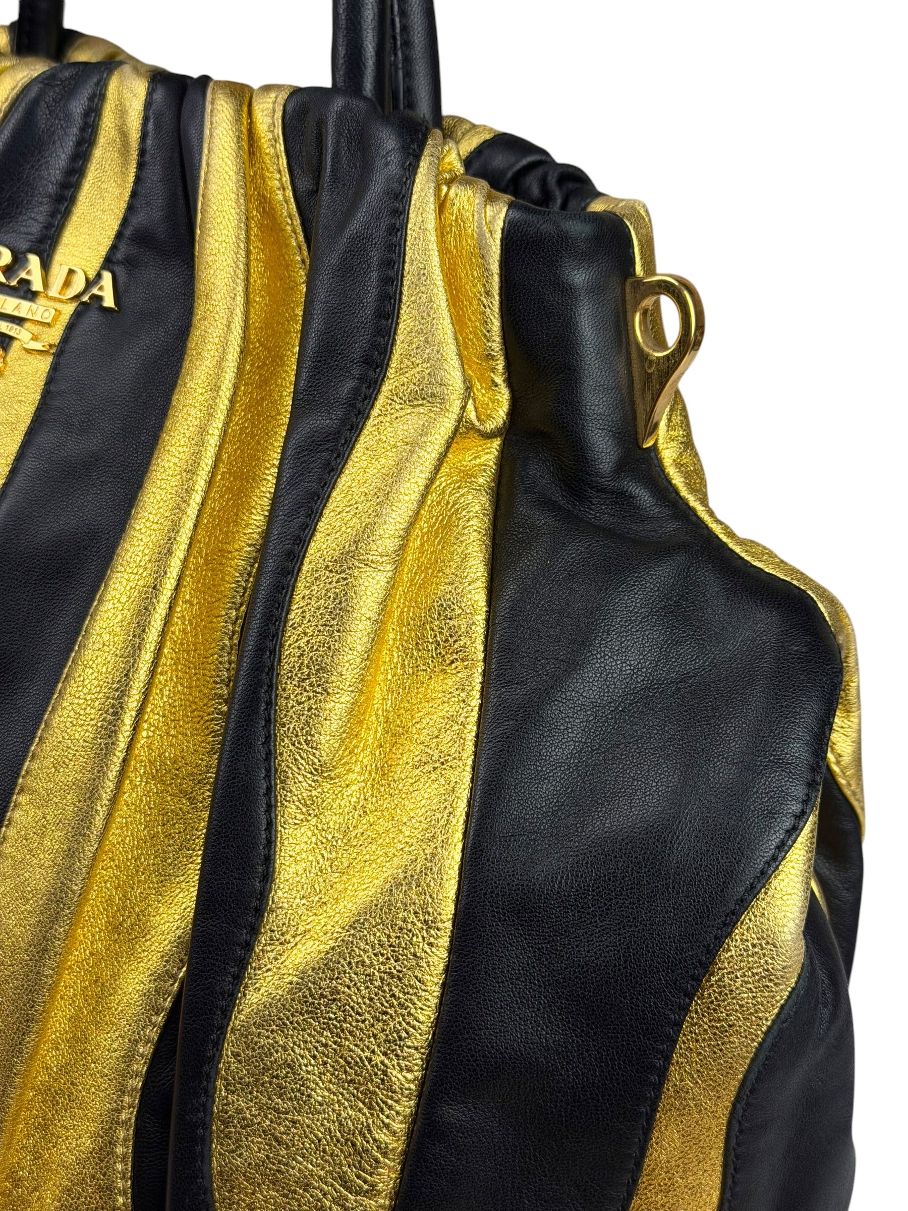 Prada Bicolor Leather Nappa Waves Tote Bag