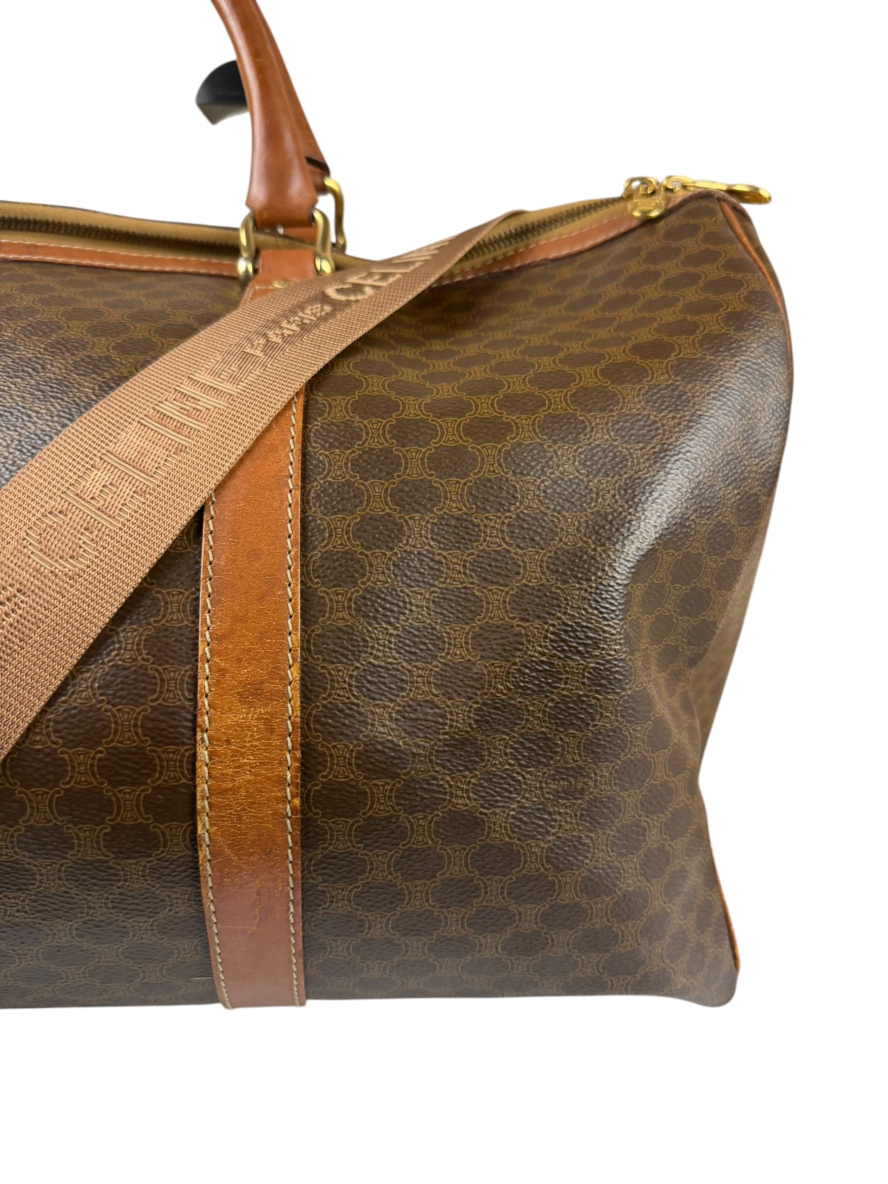 Celine Vintage Macadam Print Boston Bag