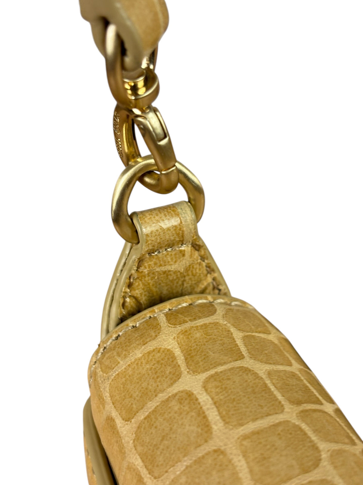 Cult Gala Beige Crocodile Embossed Patent Leather Two-Way Flap Bag