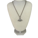 Vivienne Westwood Silver Oblique Orb Mini Bas Relief Pendant Necklace