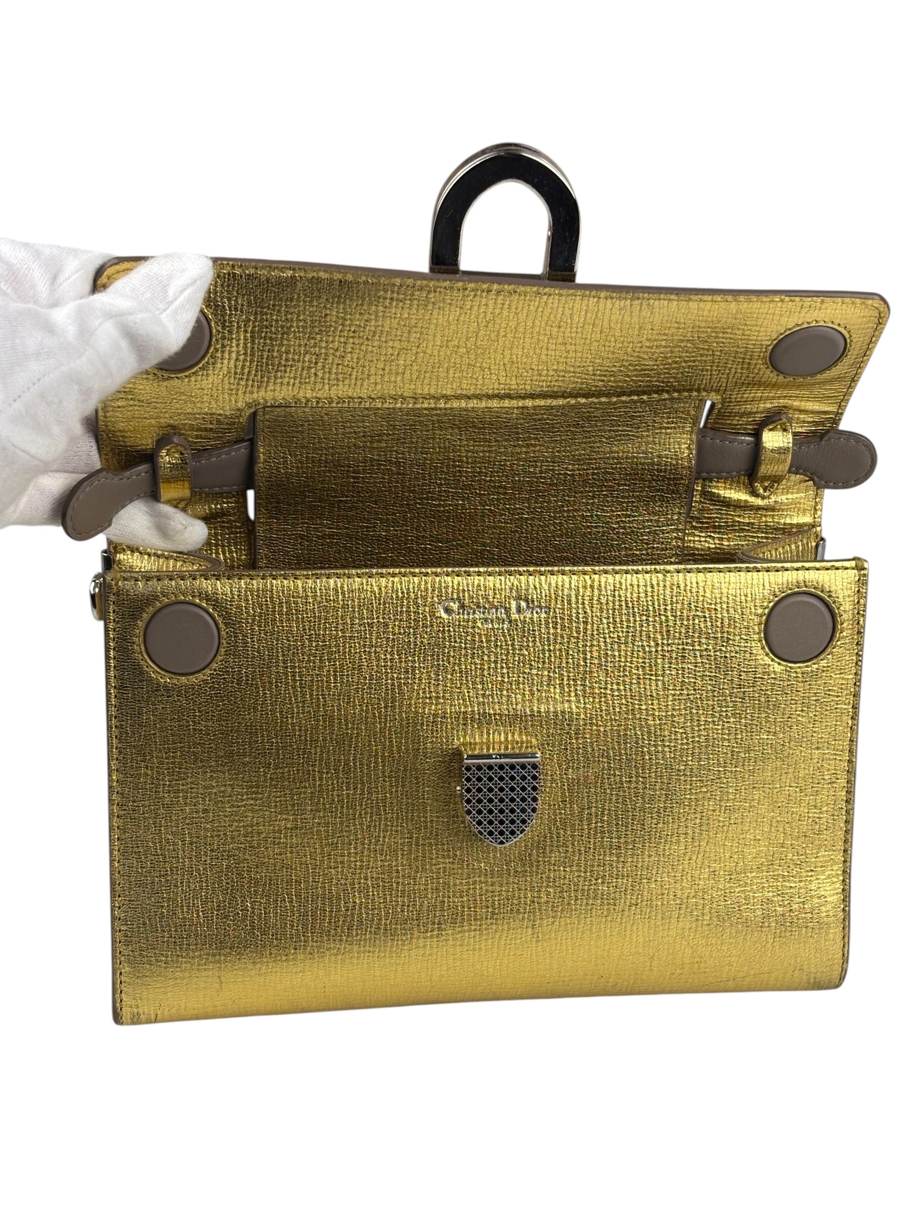 Christian Dior Gold/Metallic Leather Diorever Shoulder Bag