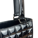 Chanel Vintage Black Patent Leather Chocolate Bar Tote Bag 2002