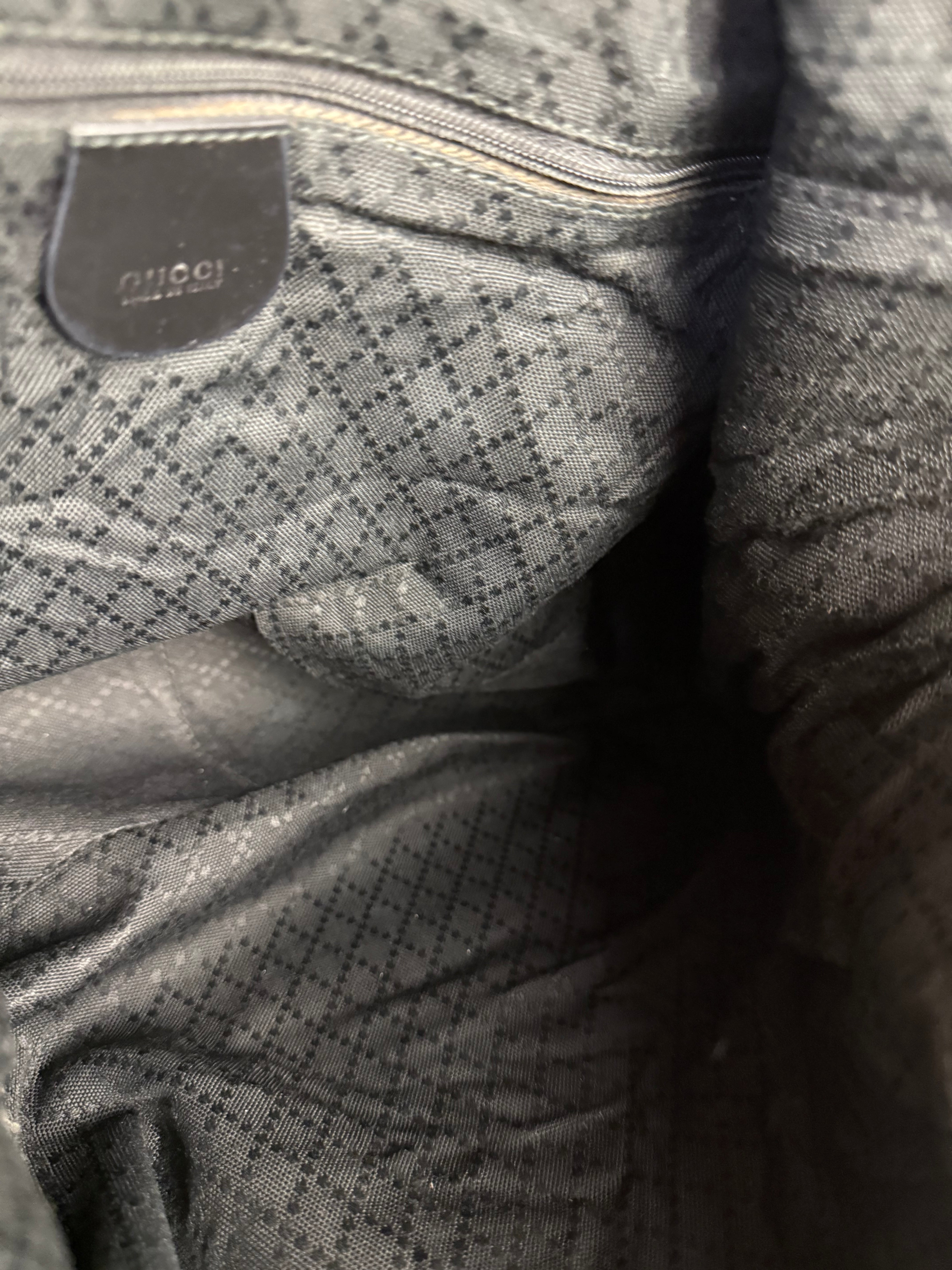 Gucci Vintage Black Canvas Bamboo Handle Bag