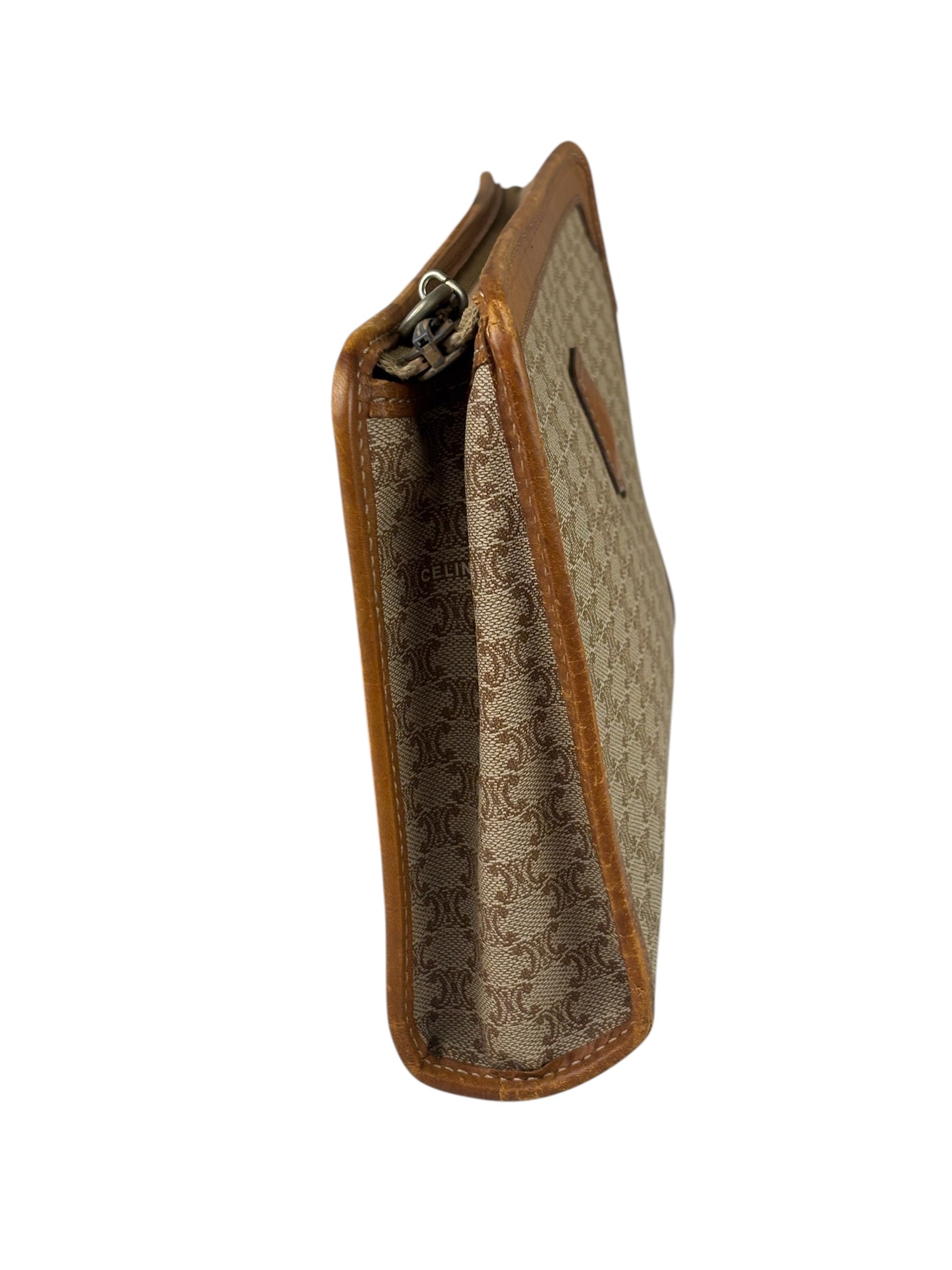 Celine Brown Leather Macadam Pouch