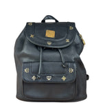 MCM Vintage Black Leather Studded Drawing Backpack