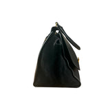 Celine Black Croc- Embossed Leather Trapeze Handbag