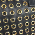 Prada Vintage Black Leather Nappa Metal Grommet Bauletto Handbag