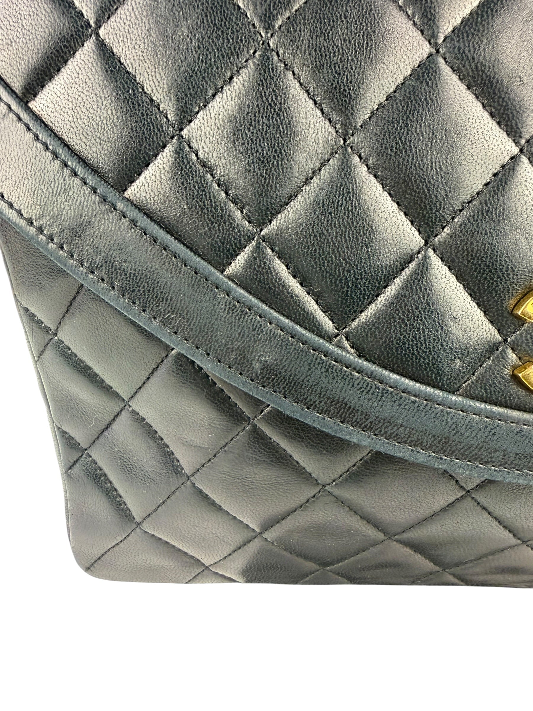 Chanel Black Quilted Lambskin Half Moon Flap 1989