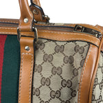 Gucci Beige/Brown GG Web Boston Two-Way Bag