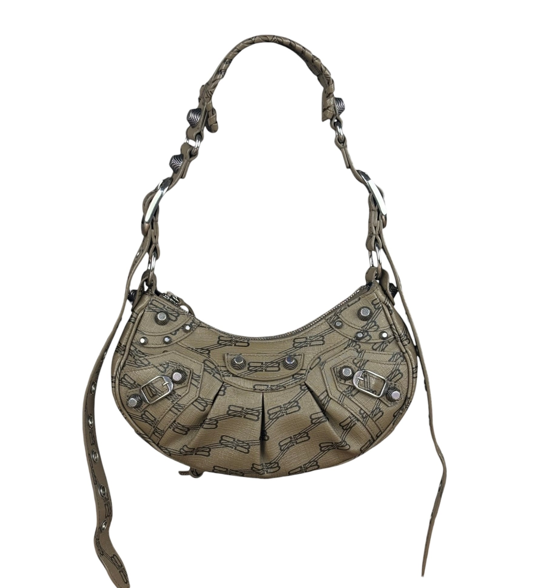 Balenciaga BB Brown Coated Canvas Monogram Le Cagole Shoulder Bag