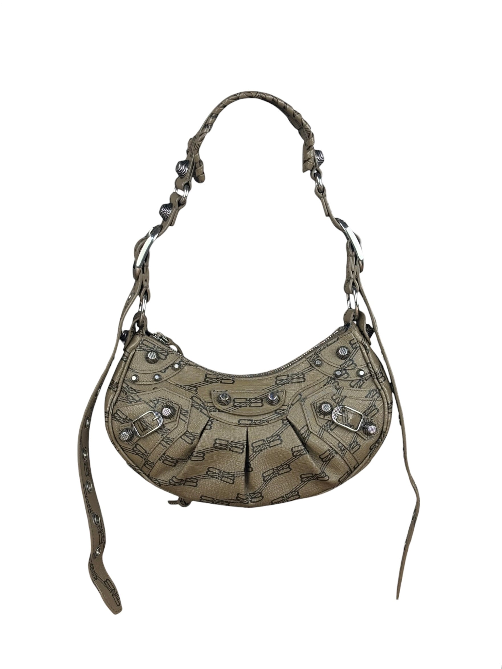 Balenciaga BB Brown Coated Canvas Monogram Le Cagole Shoulder Bag