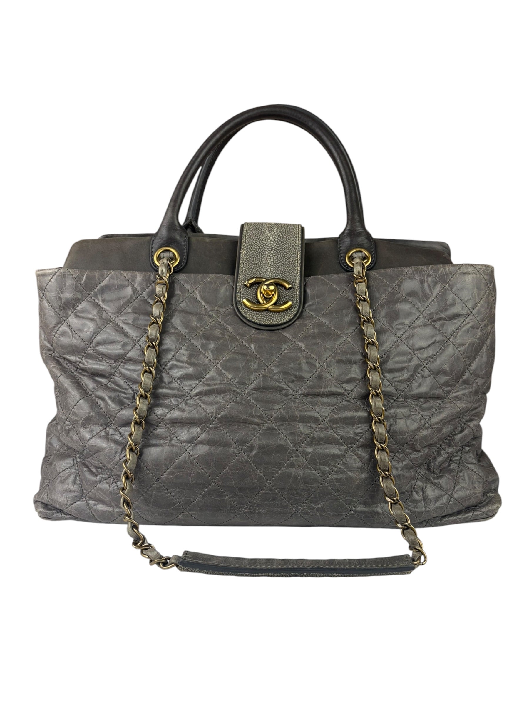Chanel Grey Quilted Calfskin Paris-Bombay Bindi Two-Way Tote 2012