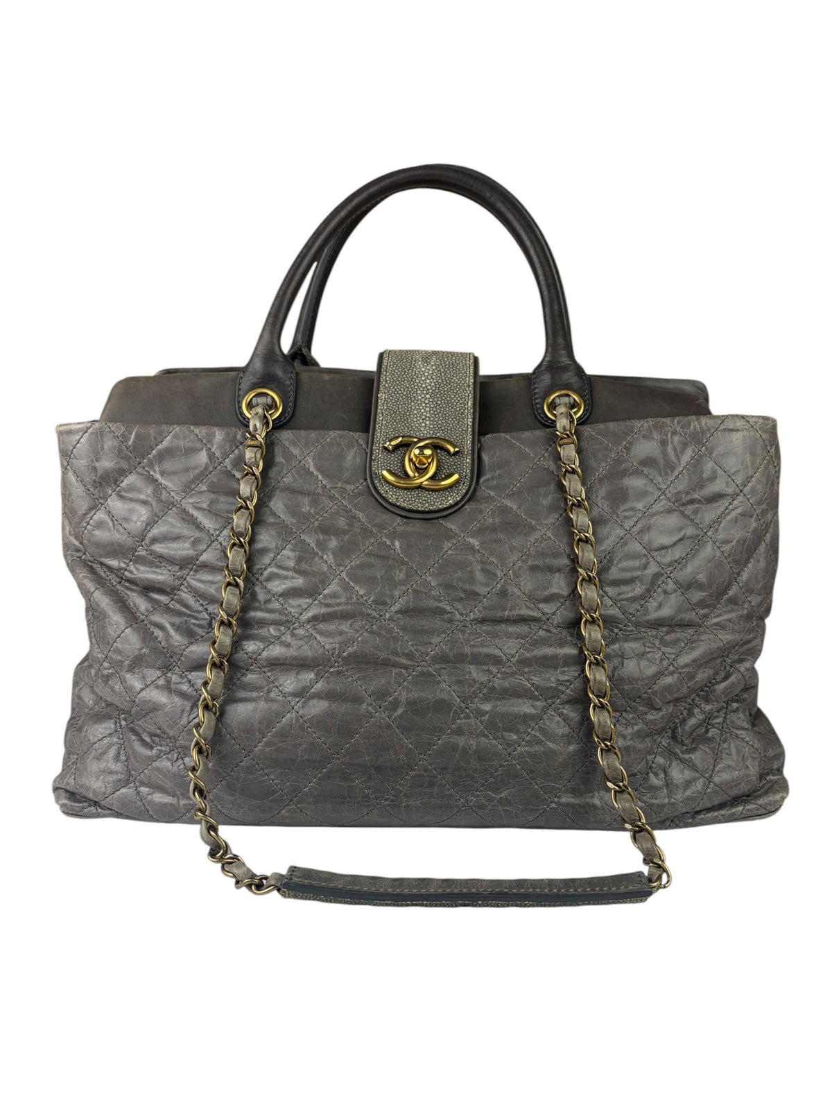 Chanel Grey Quilted Calfskin Paris-Bombay Bindi Two-Way Tote 2012
