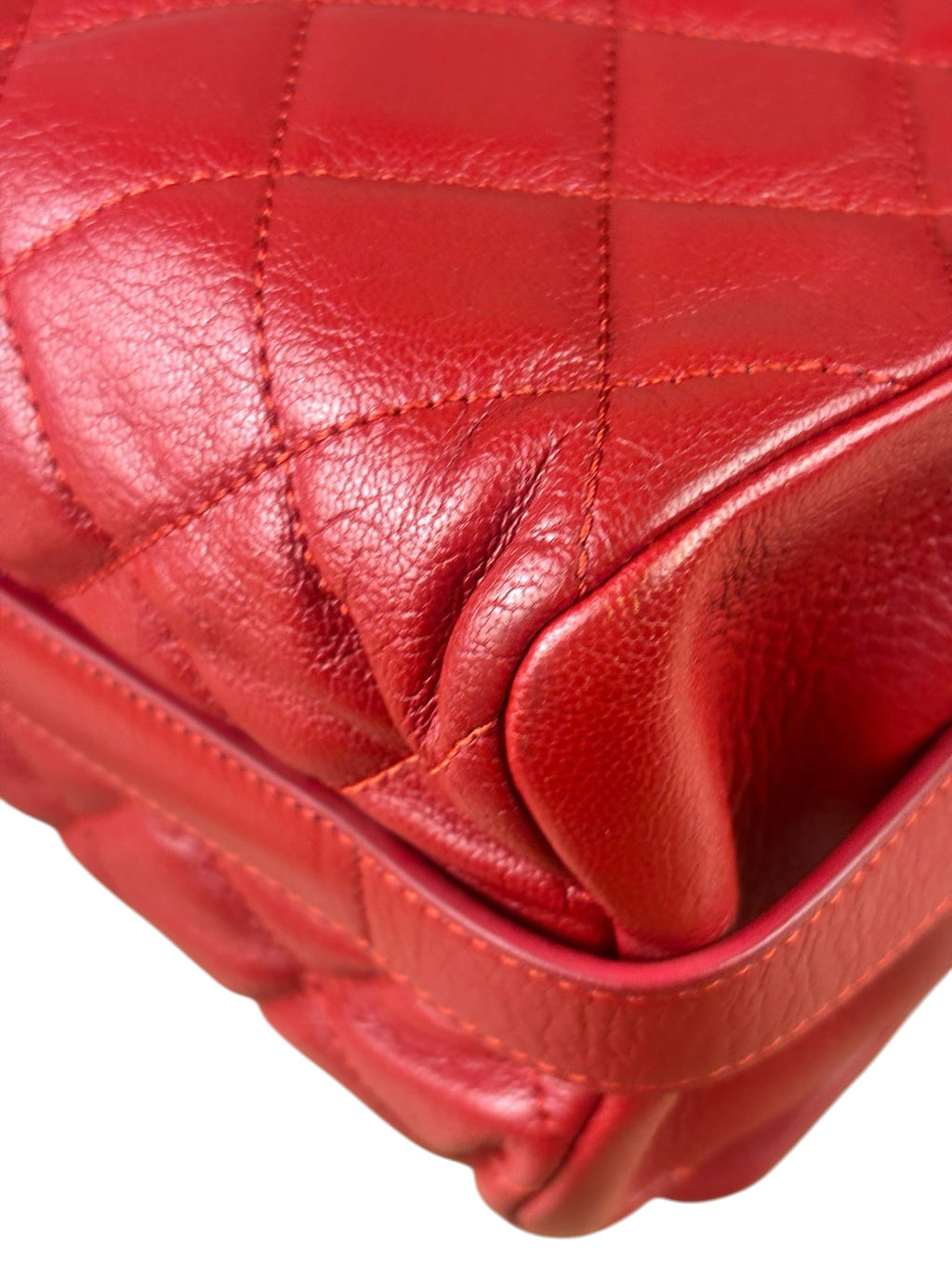Chanel Red Quilted Lambskin Flap Bag 2015