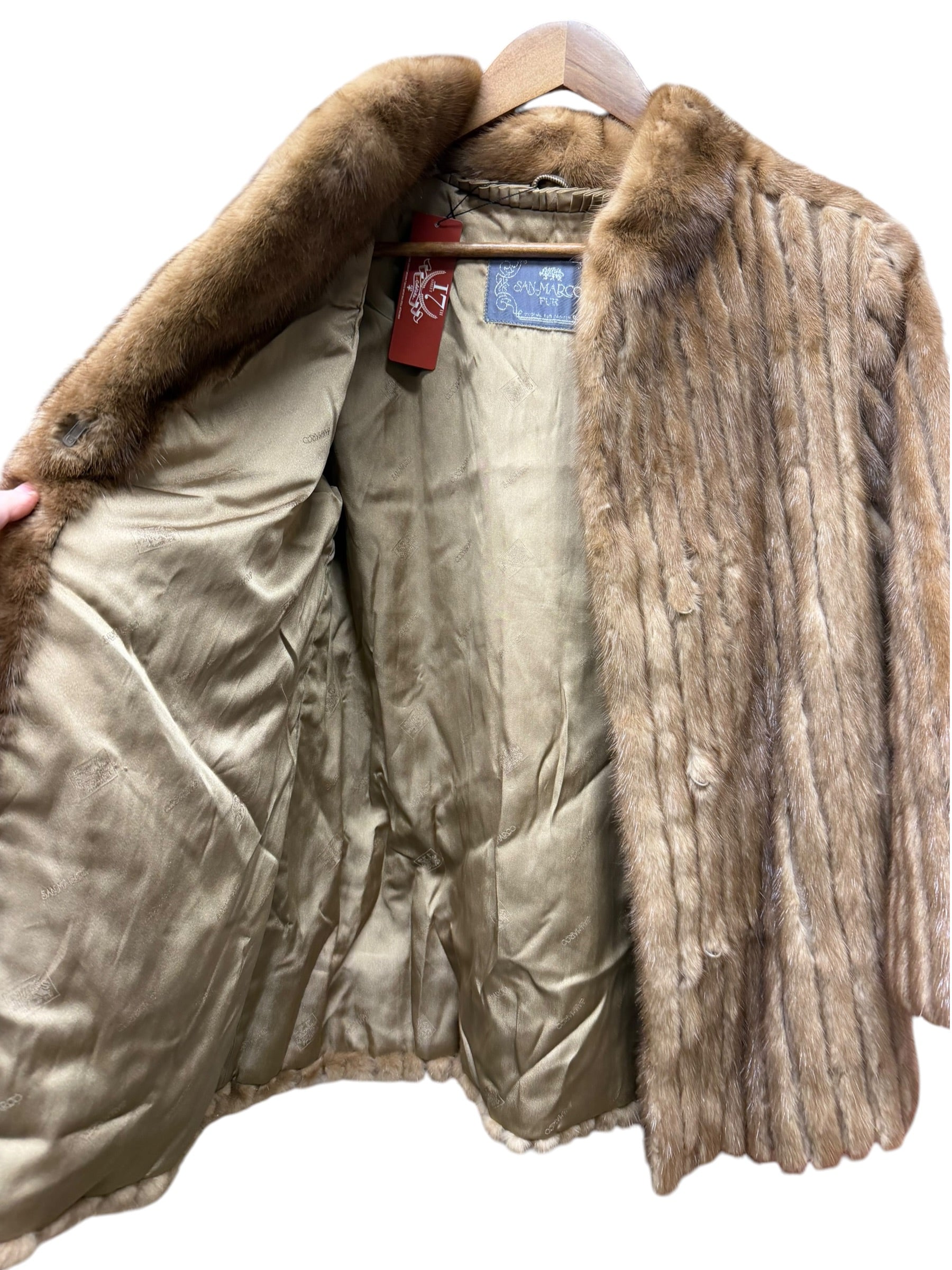 Vintage San Marco x Saga Mink Brown Vertical Strips Fur Coat