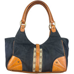 Gucci Vintage Denim Leather Trim Jackie Shoulder Bag
