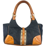 Gucci Vintage Denim Leather Trim Jackie Shoulder Bag