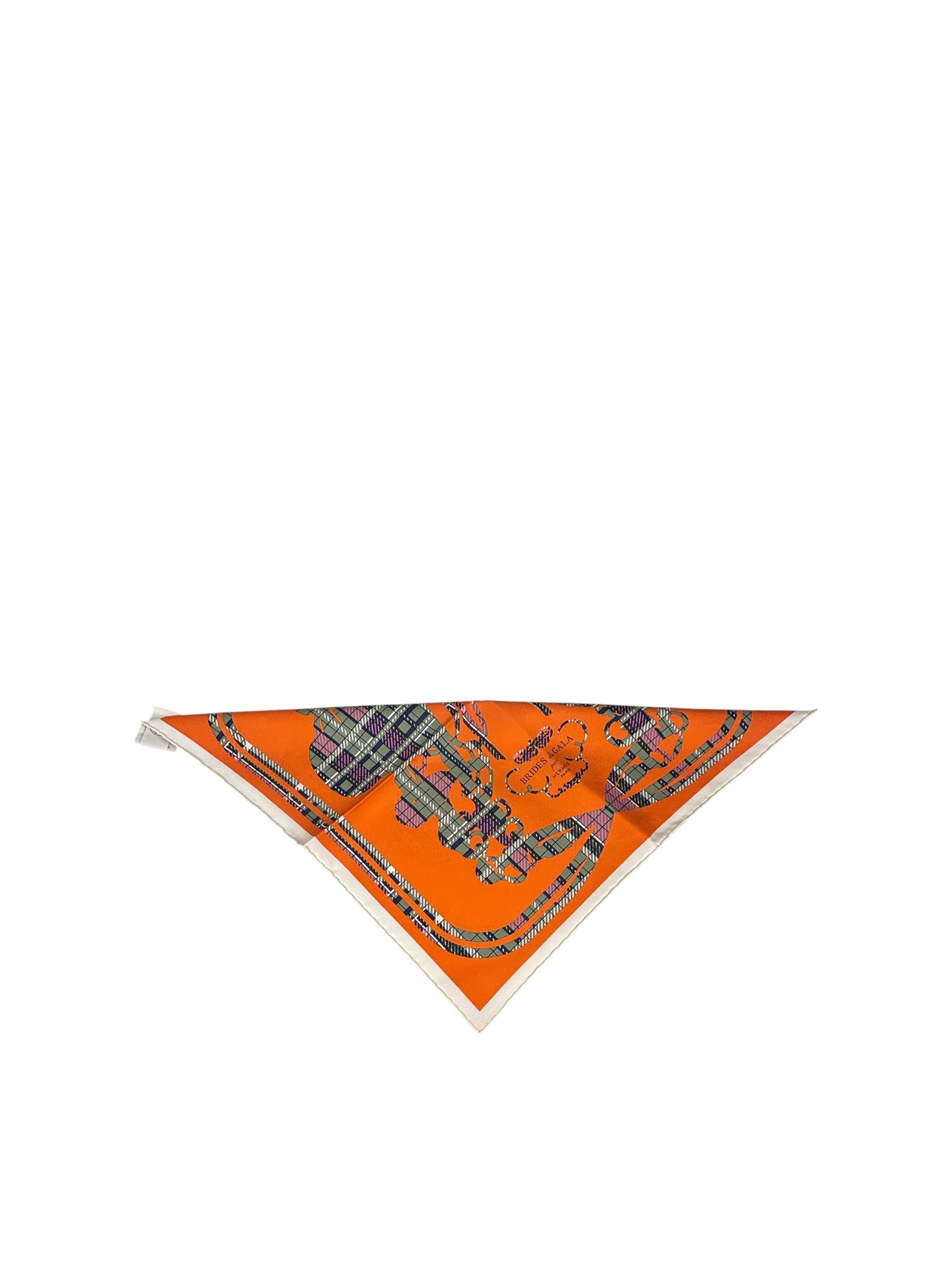Hermes Orange Brides de Gala Silk Pocket Square