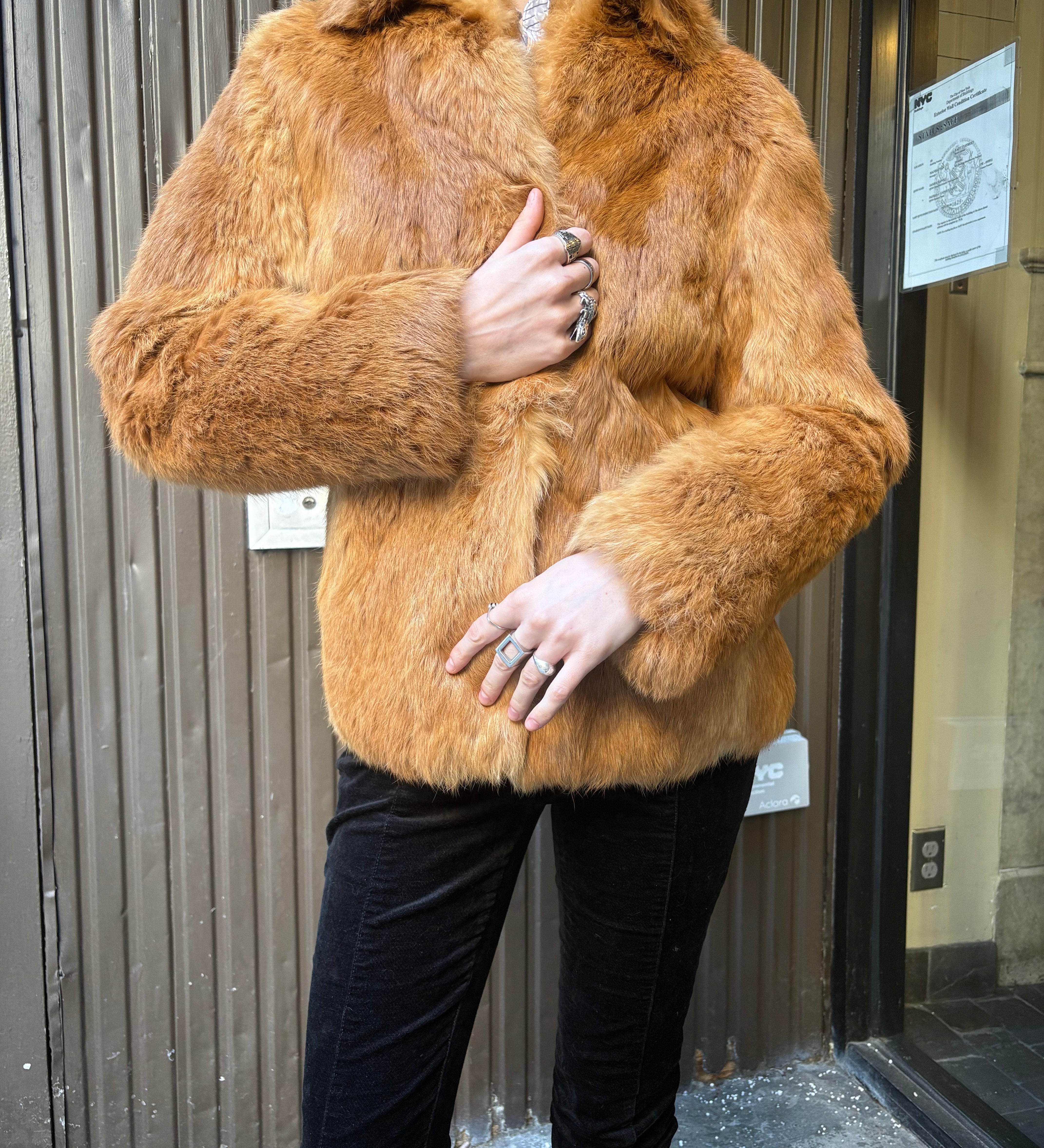 Style Com Vintage Light Brown Fur Coat