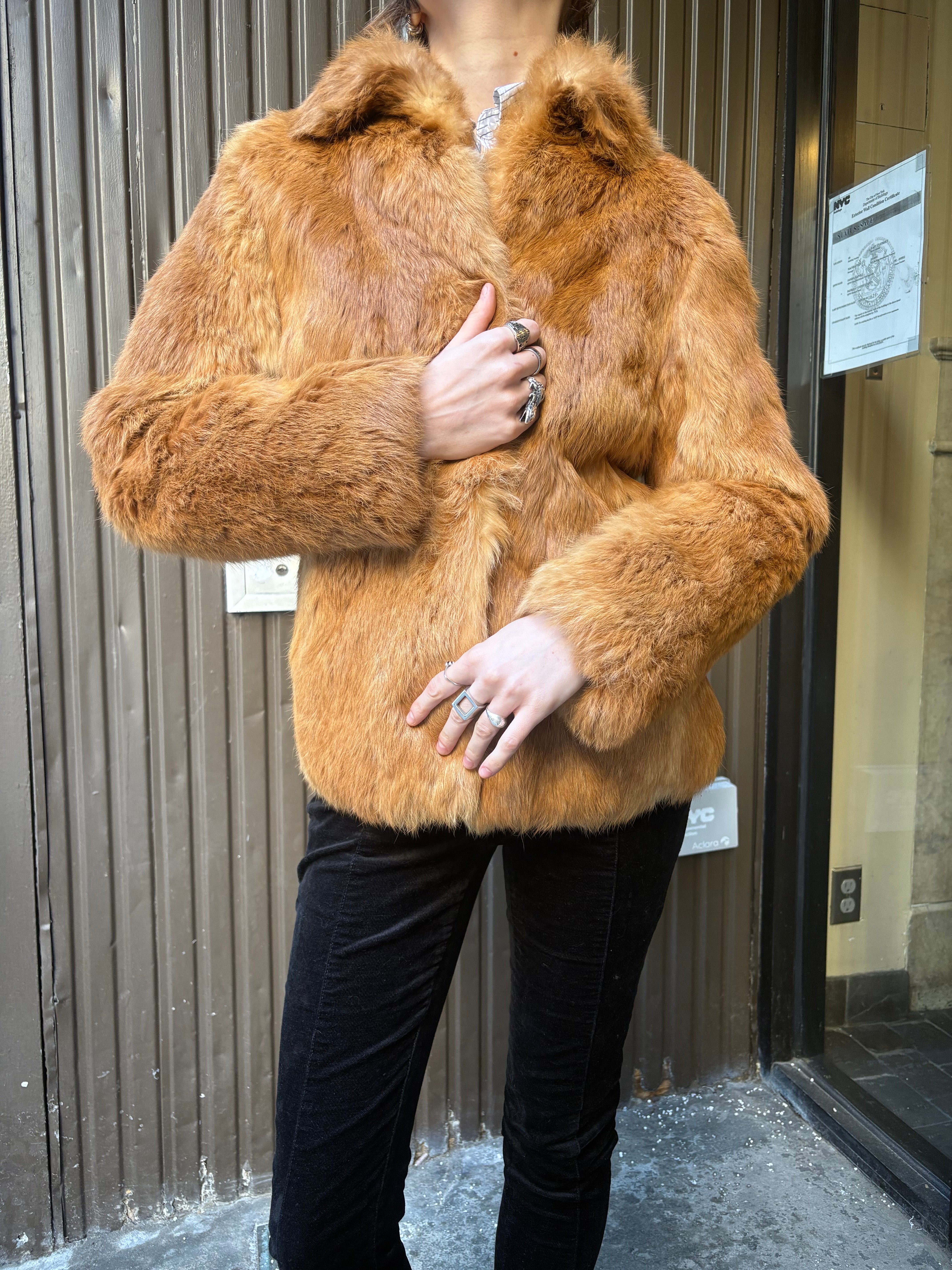 Style Com Vintage Light Brown Fur Coat