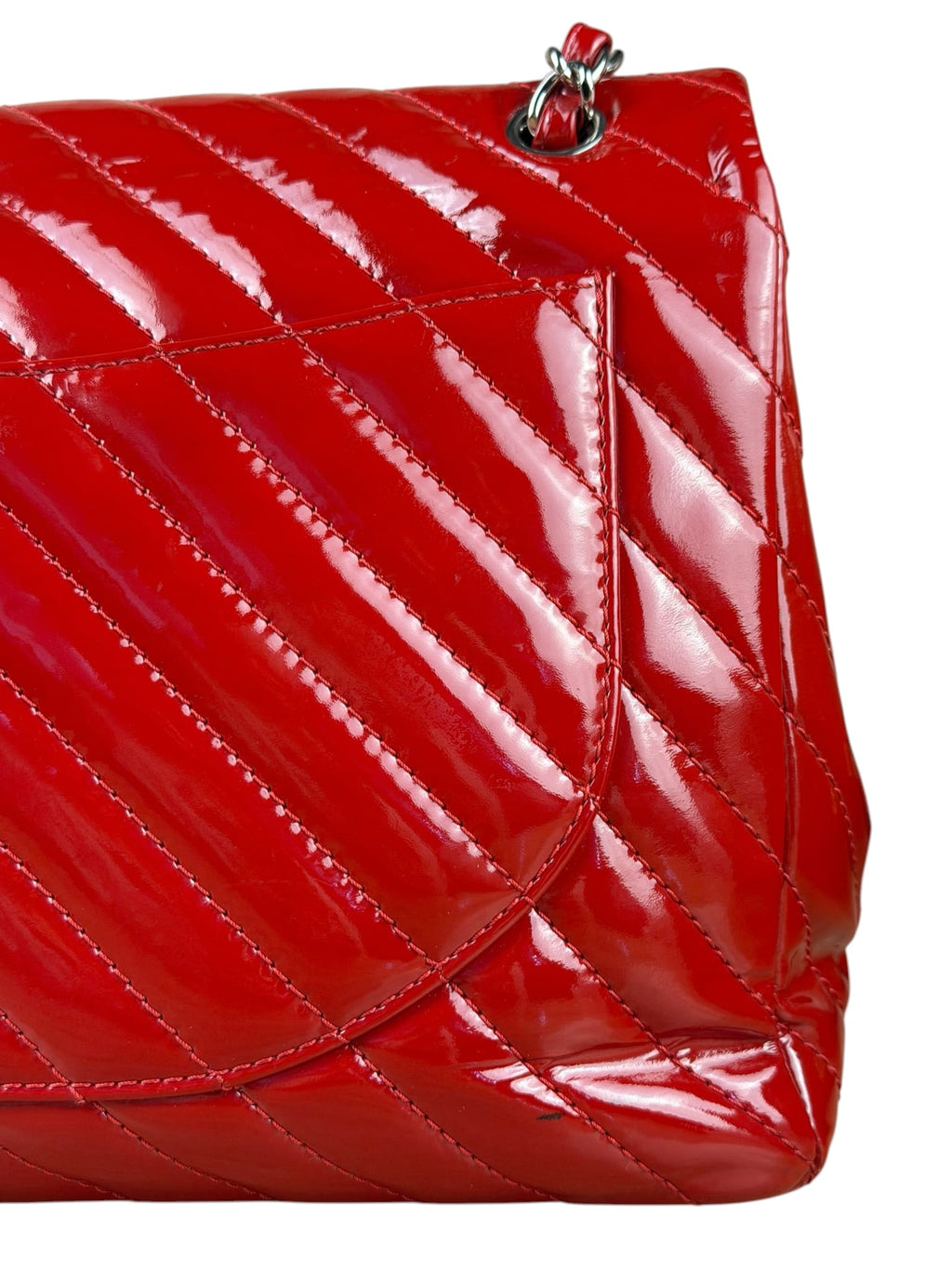 Chanel Red Patent Chevron Jumbo Flap 2010