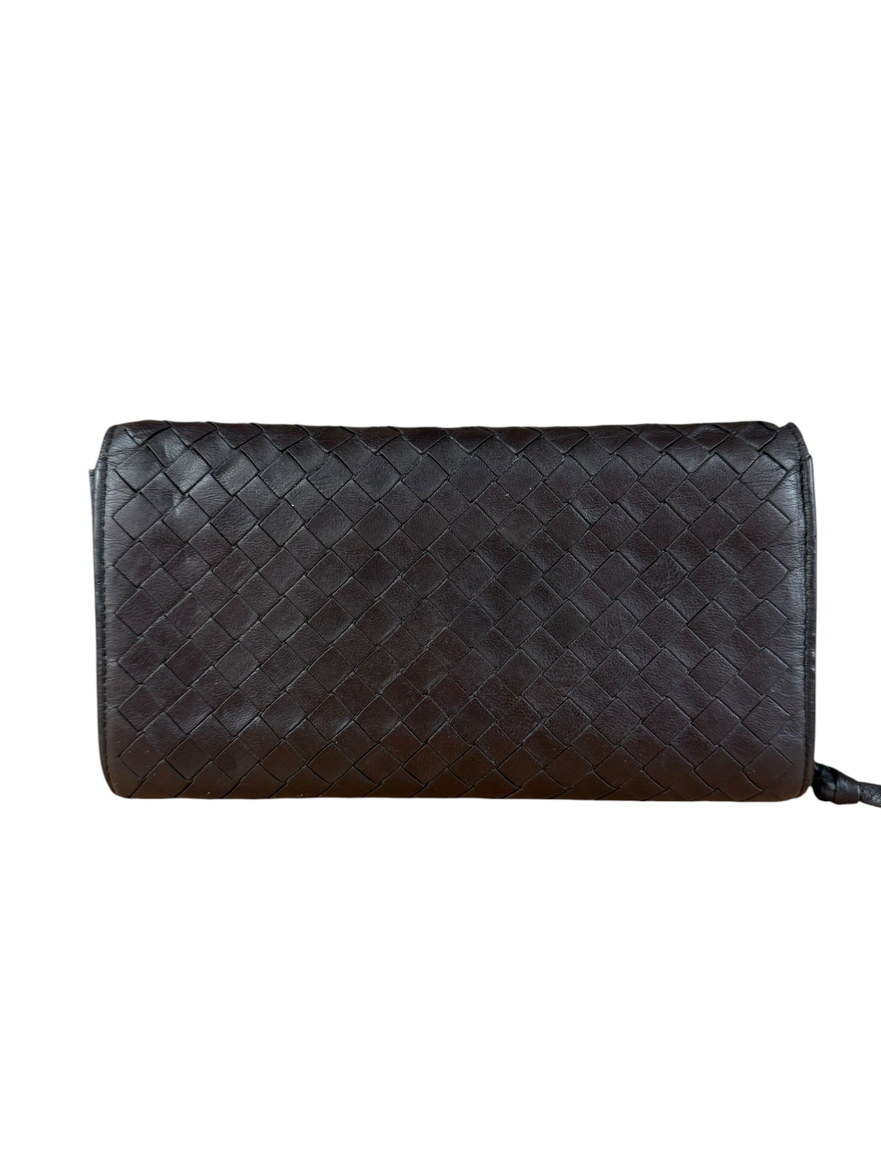 Bottega Veneta Vintage Brown Intrecciato Long Wallet