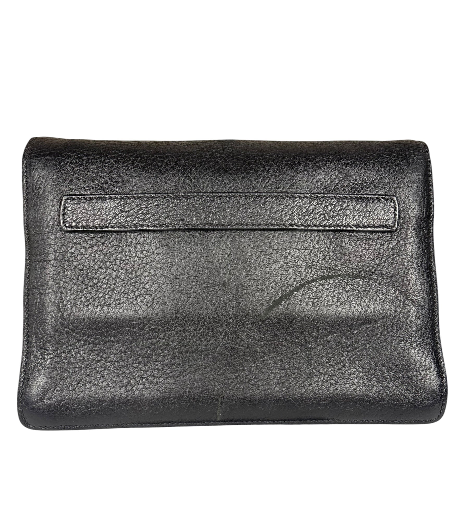 Prada Black Leather Flap Clutch Pouch