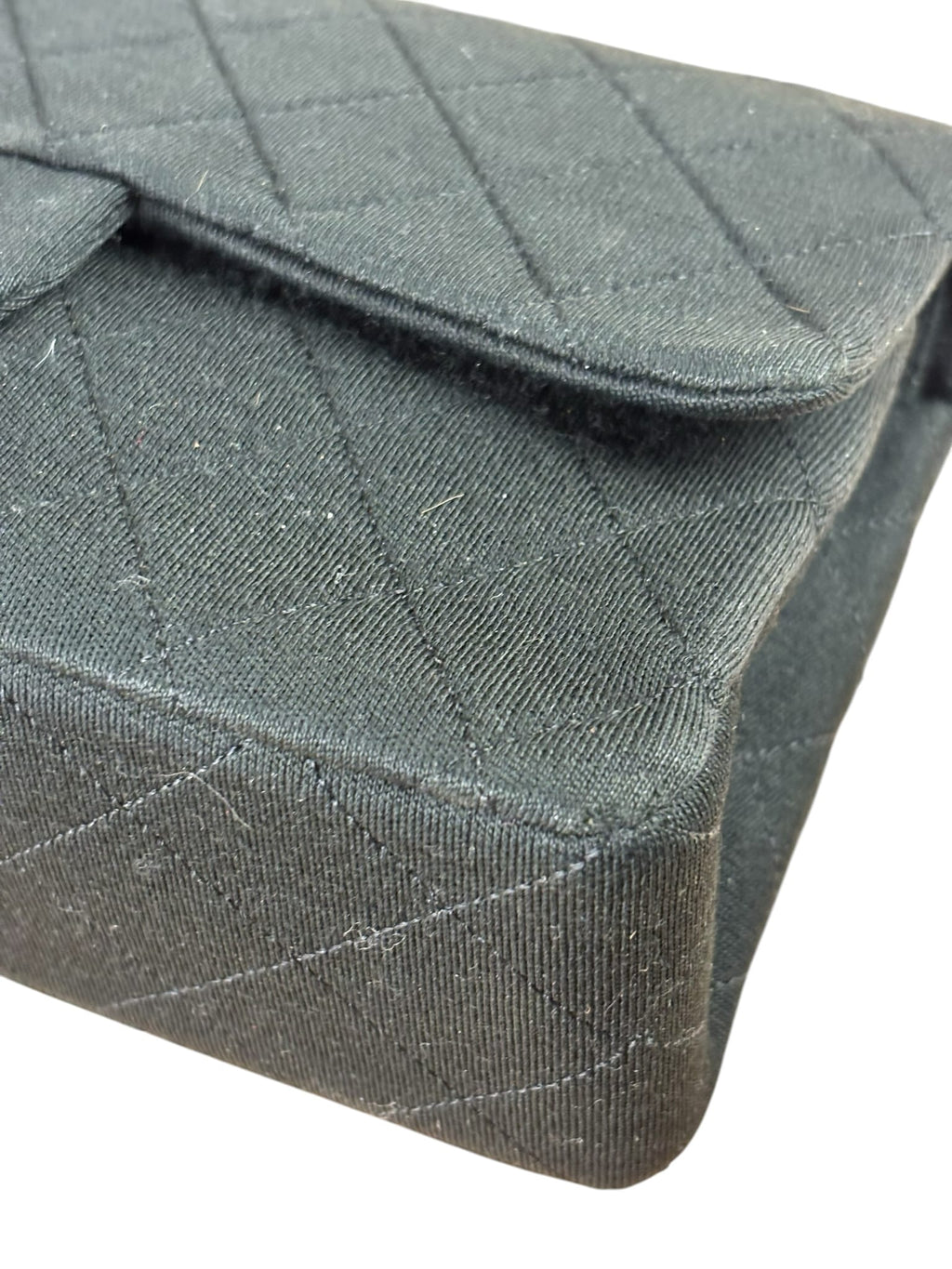Chanel Classic Black Jersey Quilted Small Double Flap Bag 1988