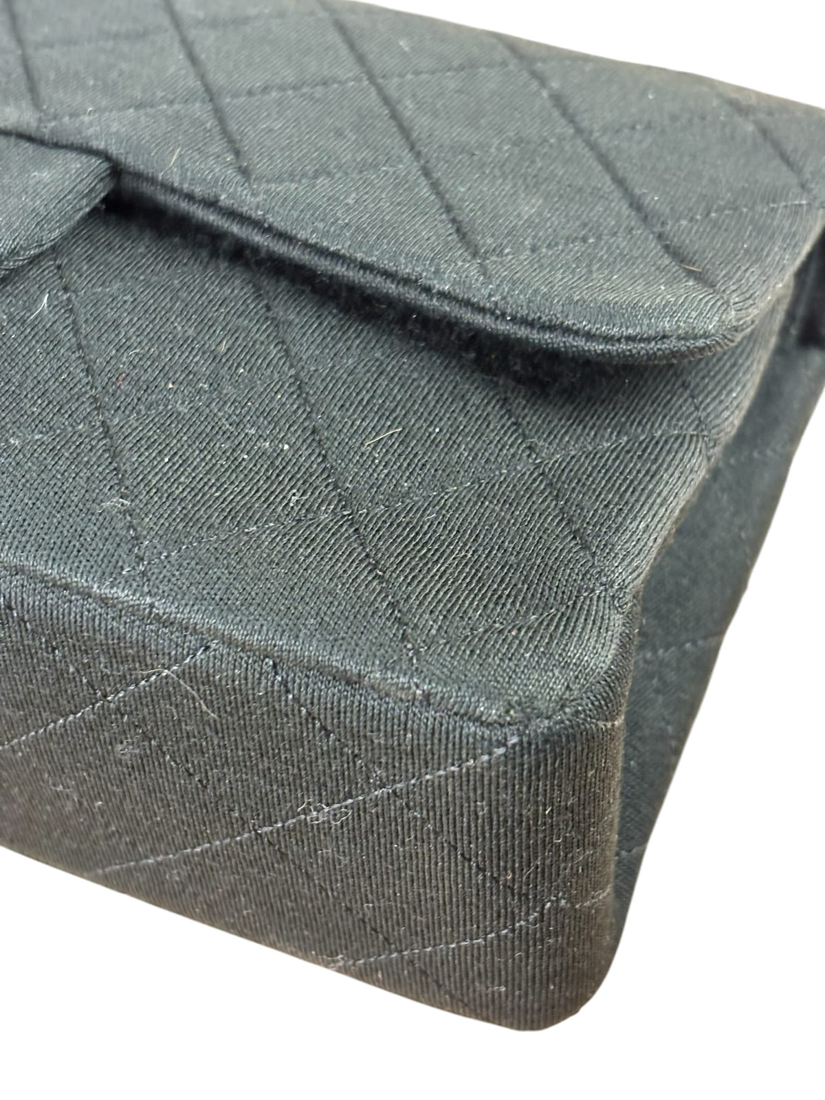 Chanel Classic Black Jersey Quilted Small Double Flap Bag 1988